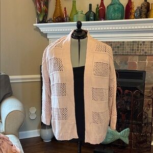 True Craft Women's Light Pink Open Knit Cardigan